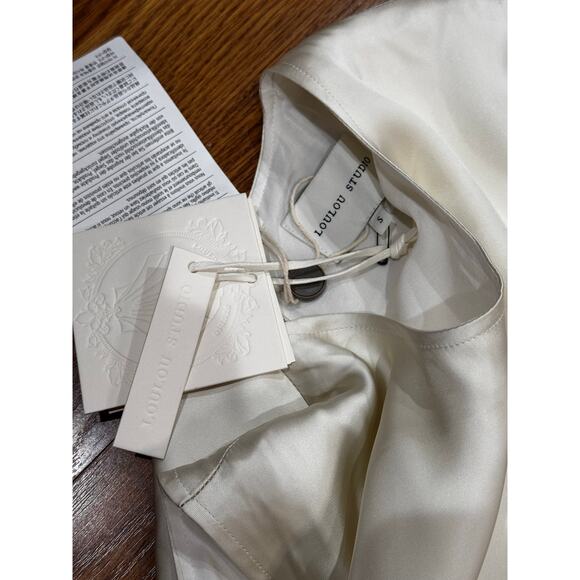 Loulou Studio Neutral Ivory Viscose Blend Copan satin midi dress Small - Picture 15 of 15